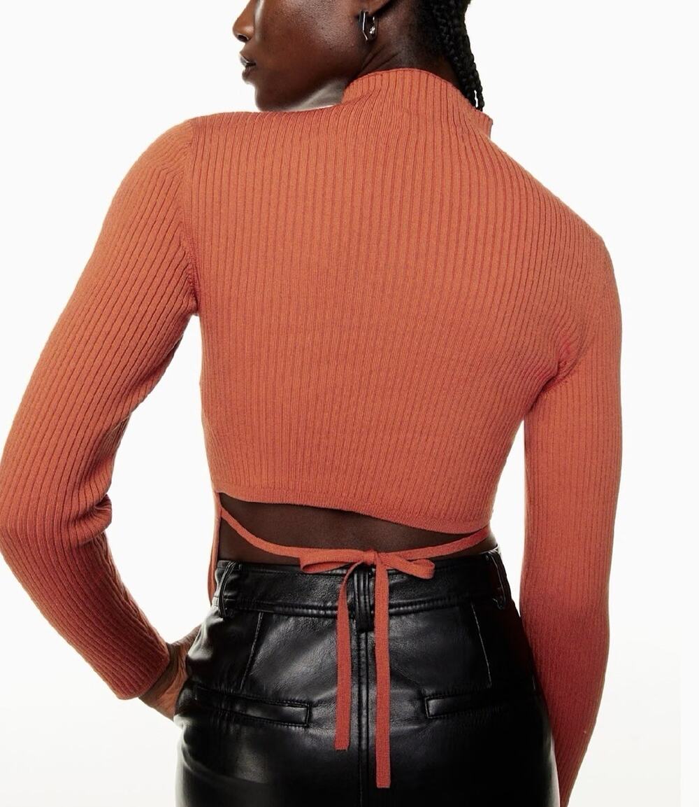 Aritzia Babaton Sculpt Knit Tie-back Long sleeve Mockneck Black Size S A010921